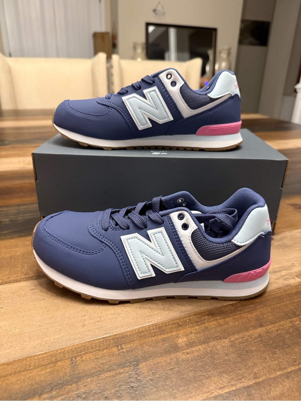 New Balance Kids Navy, Light Blue & Pink Retro Runner Sneakers